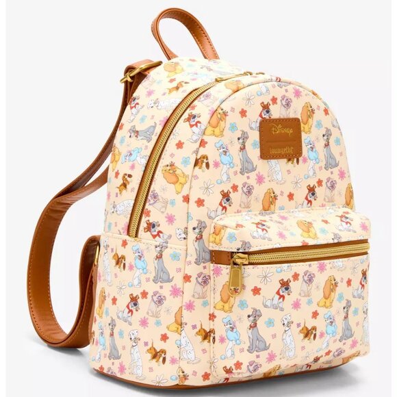 Loungefly Disney Dogs Mini Backpack Disney Dog Characters Floral Bag - Picture 2 of 4